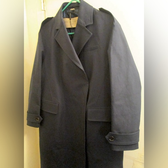 HOT Burberry Brit Navy Blue Showerproof Stretch Cotton Chesterfield Coat $1,600! - Picture 9 of 12